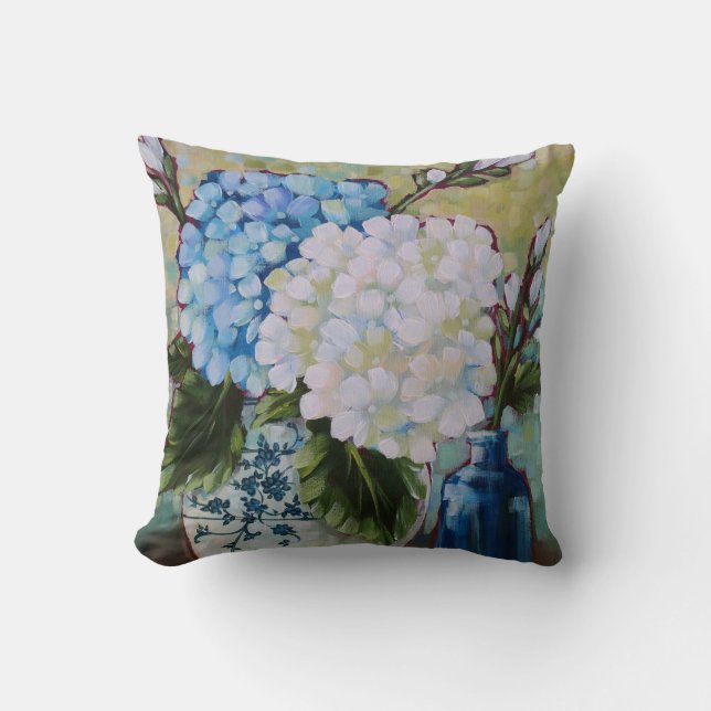 "Study in Blue & White" 16"x16" Throw Pillow (Front)