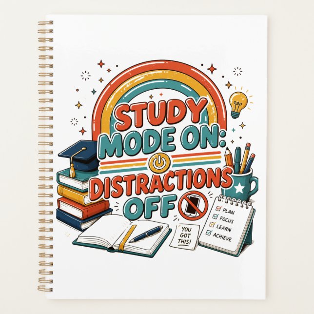 Study Mode On Distractions Off  Planner (Front)