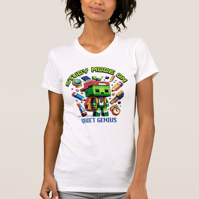 Study Mode On Gamer Pixel Art Boy - Quiet Genius  T-Shirt (Front)