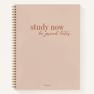 Study Now, Be Proud Later Retro Dark Pink Stylish Notebook