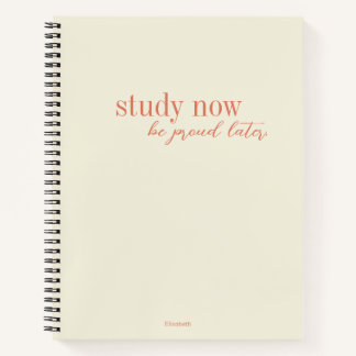 Study Now, Be Proud Later Retro Orange Modern Notebook
