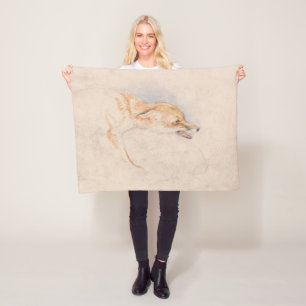 Study of a Crouching Fox (by John Frederick Lewis) Fleece Blanket