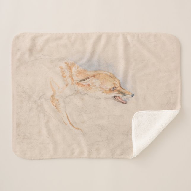 Study of a Crouching Fox (by John Frederick Lewis) Sherpa Blanket (Front (Horizontal))