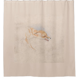 Study of a Crouching Fox (by John Frederick Lewis) Shower Curtain
