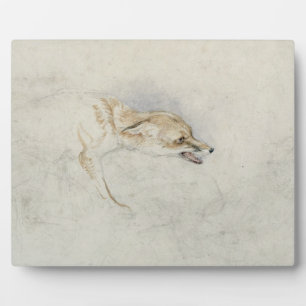 Study of a crouching Fox, facing right verso: fain Plaque