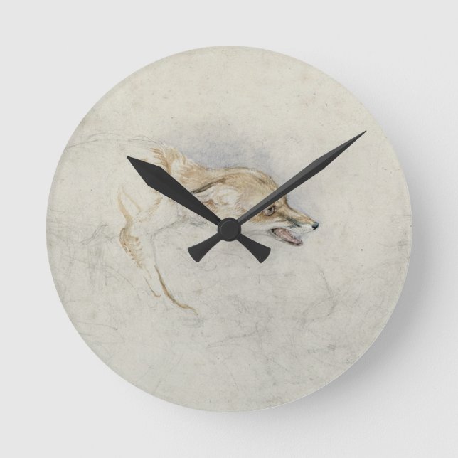Study of a crouching Fox, facing right verso: fain Round Clock (Front)