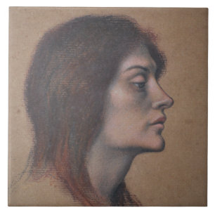 Study of a Female Head (by Evelyn De Morgan) Ceramic Tile