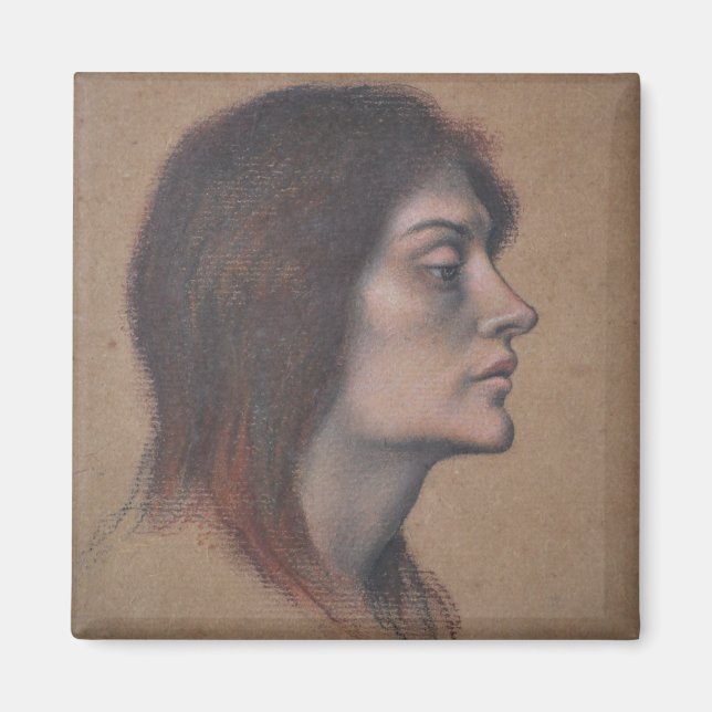 Study of a Female Head (by Evelyn De Morgan) Magnet (Front)
