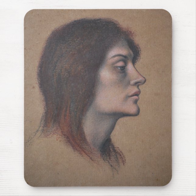 Study of a Female Head (by Evelyn De Morgan) Mouse Pad (Front)