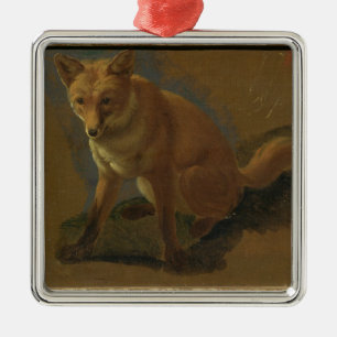 Study of a Fox (oil on panel) Metal Tree Decoration