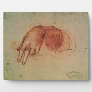 Study of a hand (red chalk on paper) plaque