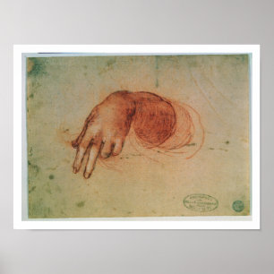 Study of a hand (red chalk on paper) poster
