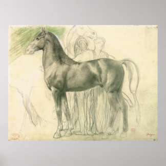 Study of a horse with figures poster