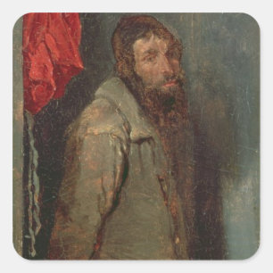 Study of a Jewish Merchant (oil on board) Square Sticker