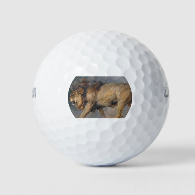 Study of a Lion (by Edwin Henry Landseer) Golf Balls (Front)