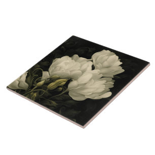 Study of a Peony Flower Ceramic Tile