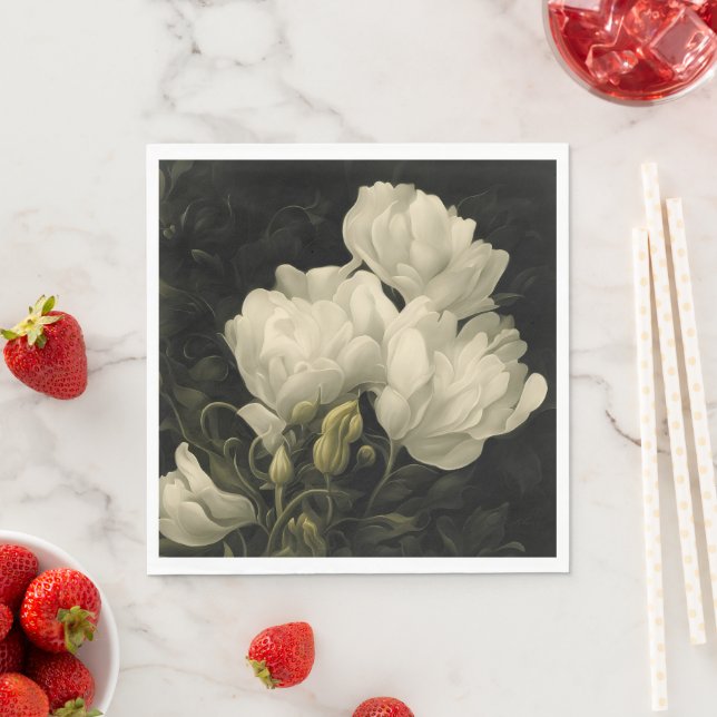 Study of a Peony Flower Napkin (Insitu)