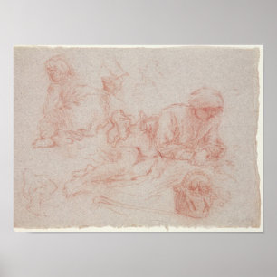 Study of a reclining man poster