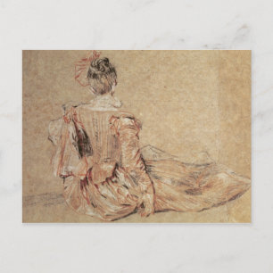 Study of a woman seen from the back, 1716-18 postcard