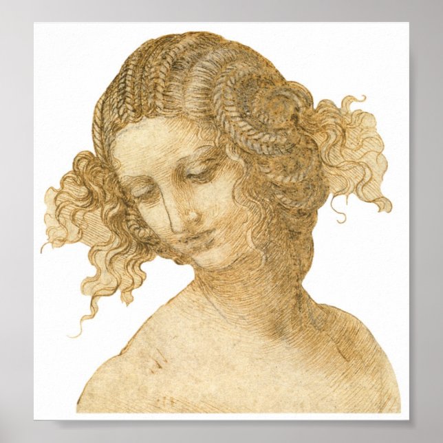 Study of a Woman's head, Leonardo da Vinci Poster (Front)