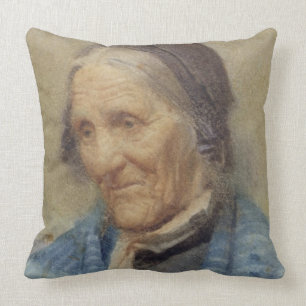 Study of an Old Woman, 1912 (w/c on paper) Cushion