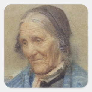 Study of an Old Woman, 1912 (w/c on paper) Square Sticker