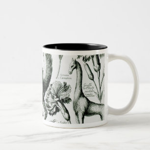 Study of Animals and Flowers, engraved Two-Tone Coffee Mug