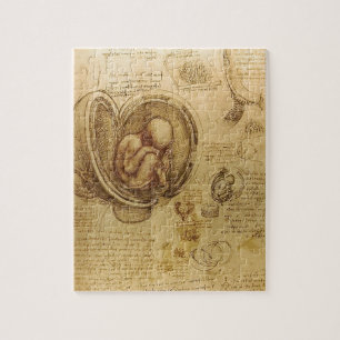 Study of baby foetus by Leonardo da Vinci Jigsaw Puzzle