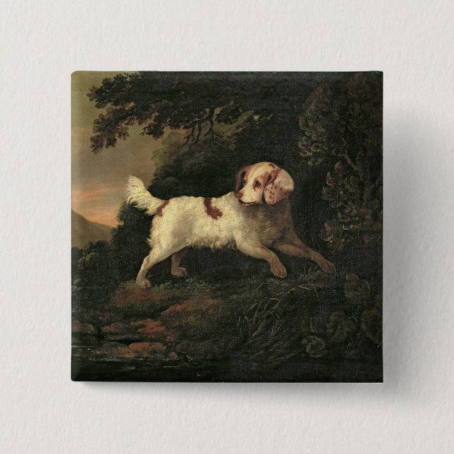Study of Clumber Spaniel 15 Cm Square Badge (Front)