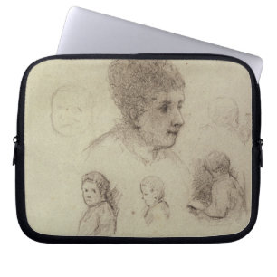 Study of Heads, 1884 (black chalk on paper) Laptop Sleeve