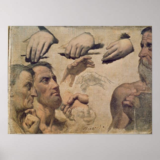 Study of Heads and Hands Poster (Front)