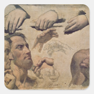 Study of Heads and Hands Square Sticker