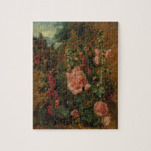 Study of Hollyhocks, c.1826 (oil on board) Jigsaw Puzzle