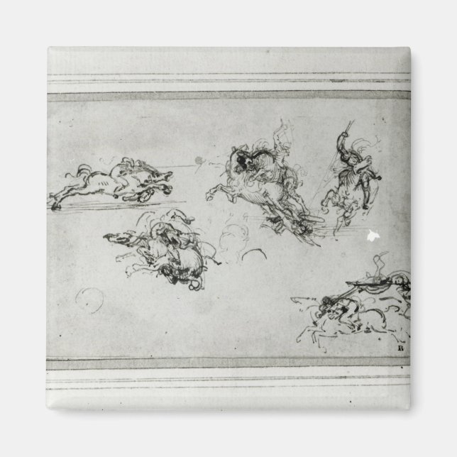 Study of Horsemen in Combat, 1503-4 Magnet (Front)