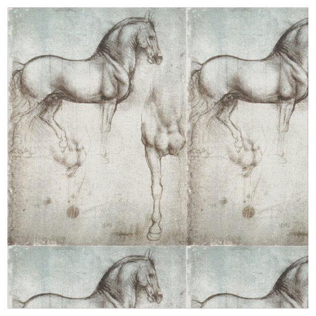 Study of Horses Leonardo da Vinci Circa 1490 Fabric (Close Up)