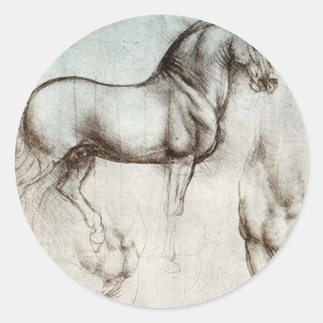 Study of horses - Leonardo da Vinci Classic Round Sticker (Front)