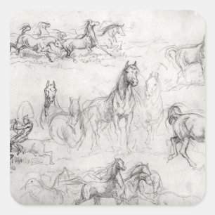 Study of Horses Square Sticker