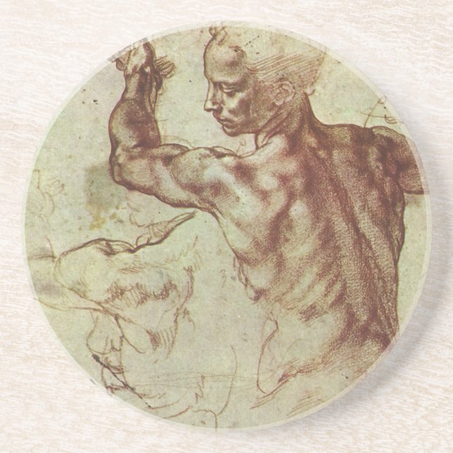 Study of Libyan Sibyl by Michelangelo Coaster (Front)