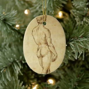 Study of Michelangelo's David Statue by Raphael Ceramic Ornament