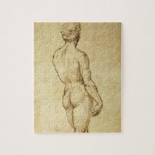 Study of Michelangelo's David Statue by Raphael Jigsaw Puzzle