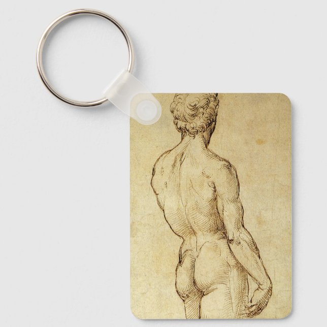 Study of Michelangelo's David Statue by Raphael Key Ring (Front)