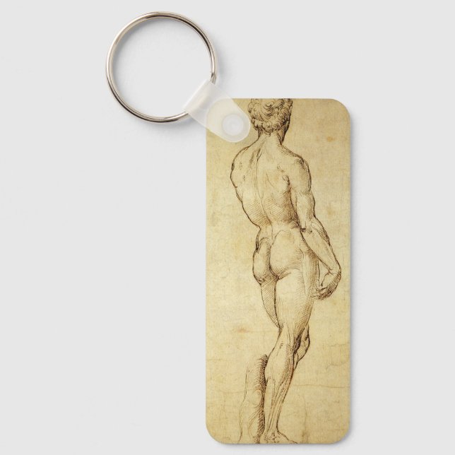 Study of Michelangelo's David Statue by Raphael Key Ring (Front)