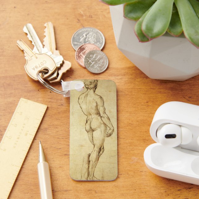 Study of Michelangelo's David Statue by Raphael Key Ring (Desk)