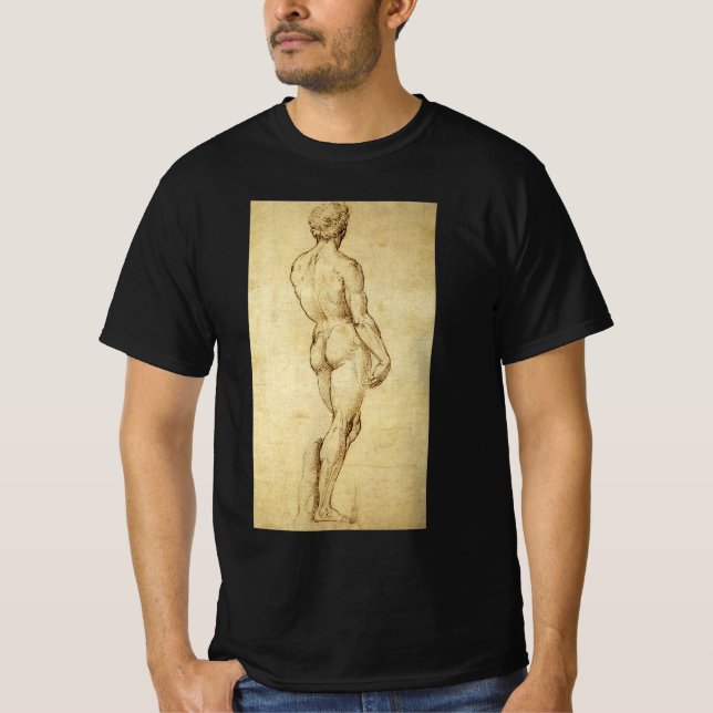 Study of Michelangelo's David Statue by Raphael T-Shirt (Front)