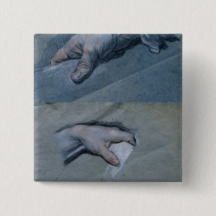 Study of the Hands of a Man 15 Cm Square Badge