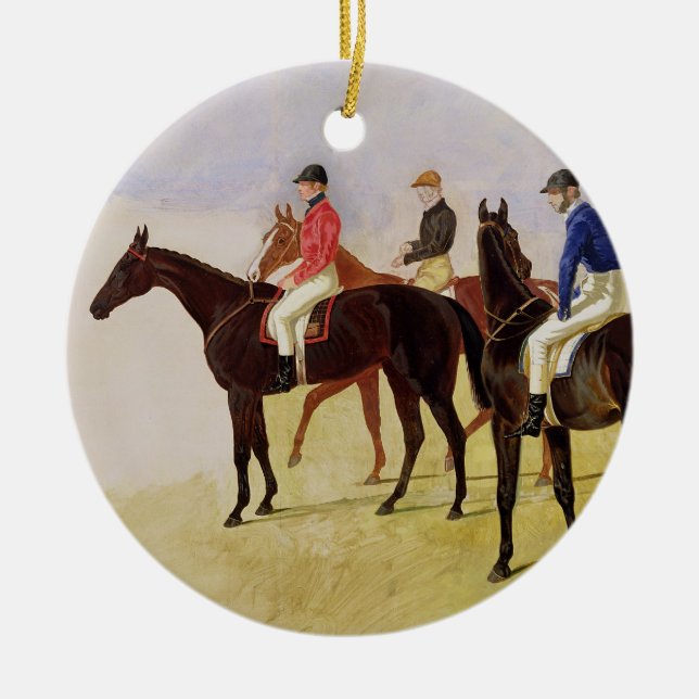 Study of Three Steeplechase Cracks: Allen McDonoug Ceramic Ornament (Front)