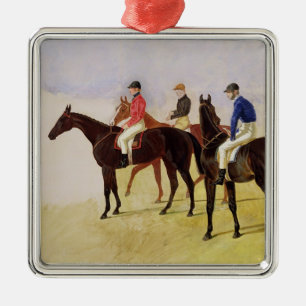 Study of Three Steeplechase Cracks: Allen McDonoug Metal Ornament