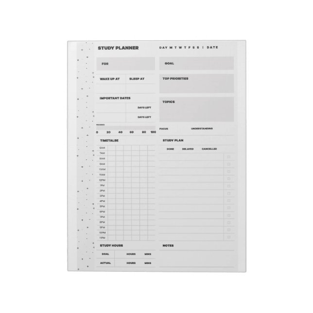 Study Planner Notepad (Rotated)