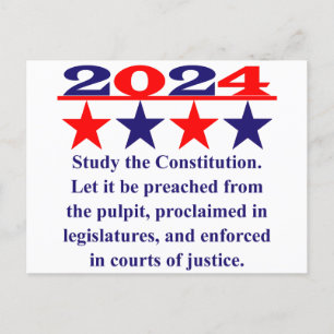 Study The Constitution - Political Quote  Postcard