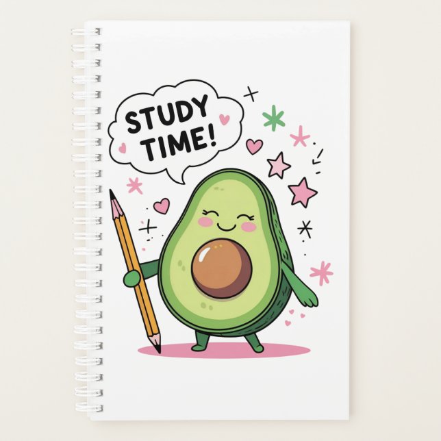 Study Time Cute Avocado Kawaii Student Funny  Planner (Front)
